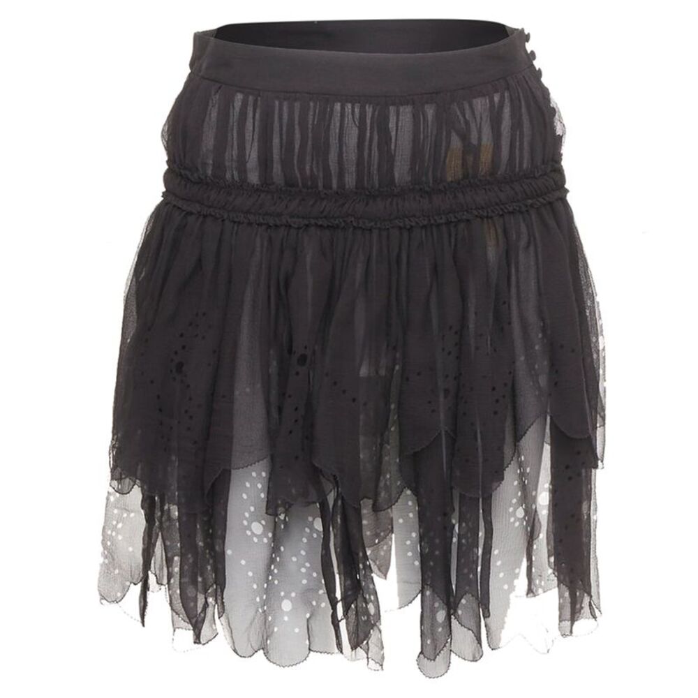 John Galliano Gonna Black Silk Shirred Prairie Skirt